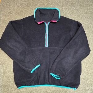 Vintage REI Fleece Pullover Men Medium Black Pink Made in USA Gorpcore Hiking